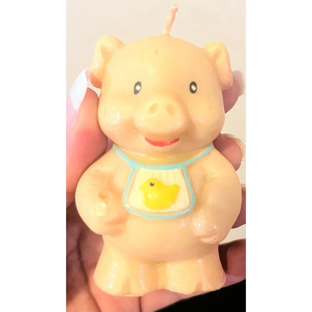 Vintage Cheerful Critters Pig Candle